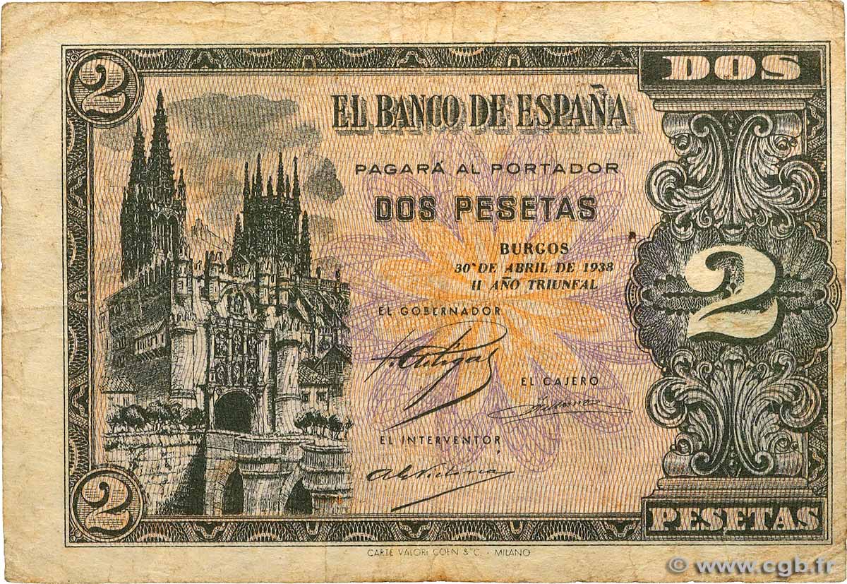 2 Pesetas SPAIN 1938 P.109a G