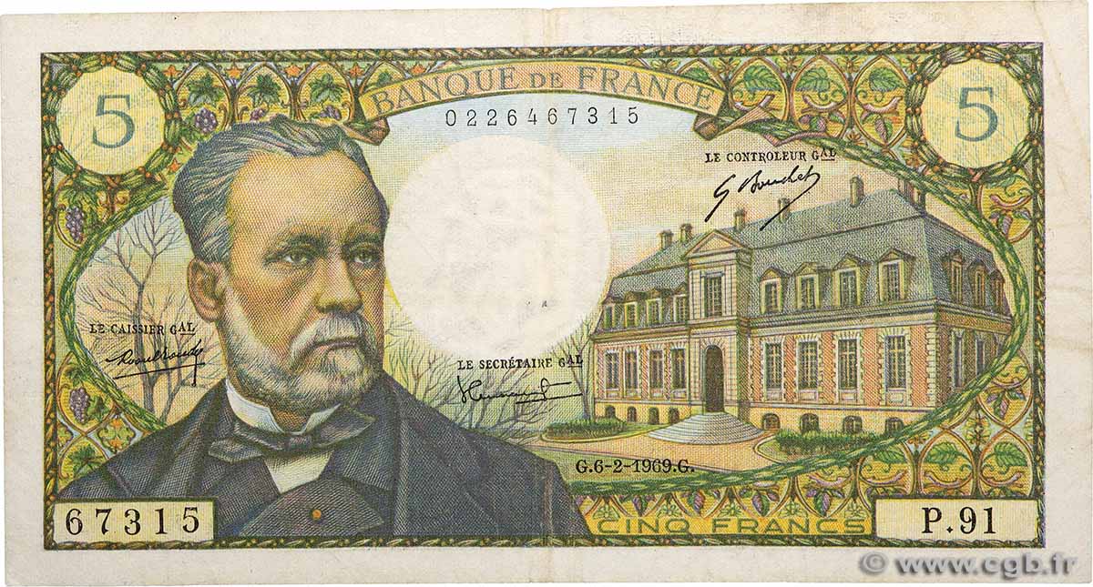 5 Francs PASTEUR FRANKREICH 1969 F.61.09 fSS
