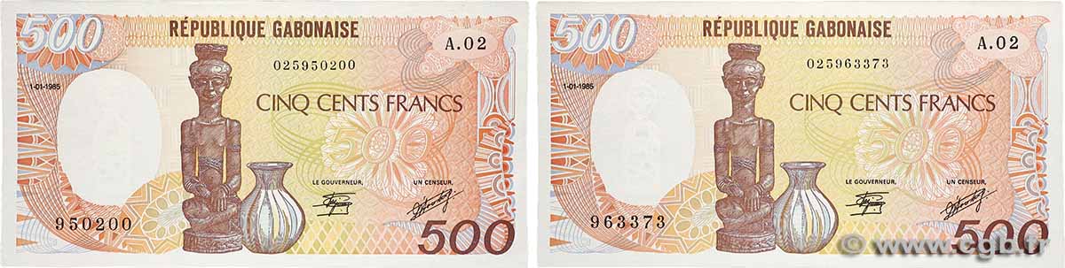 500 Francs type 1985 Lot GABON 1985 A.244a pr.NEUF