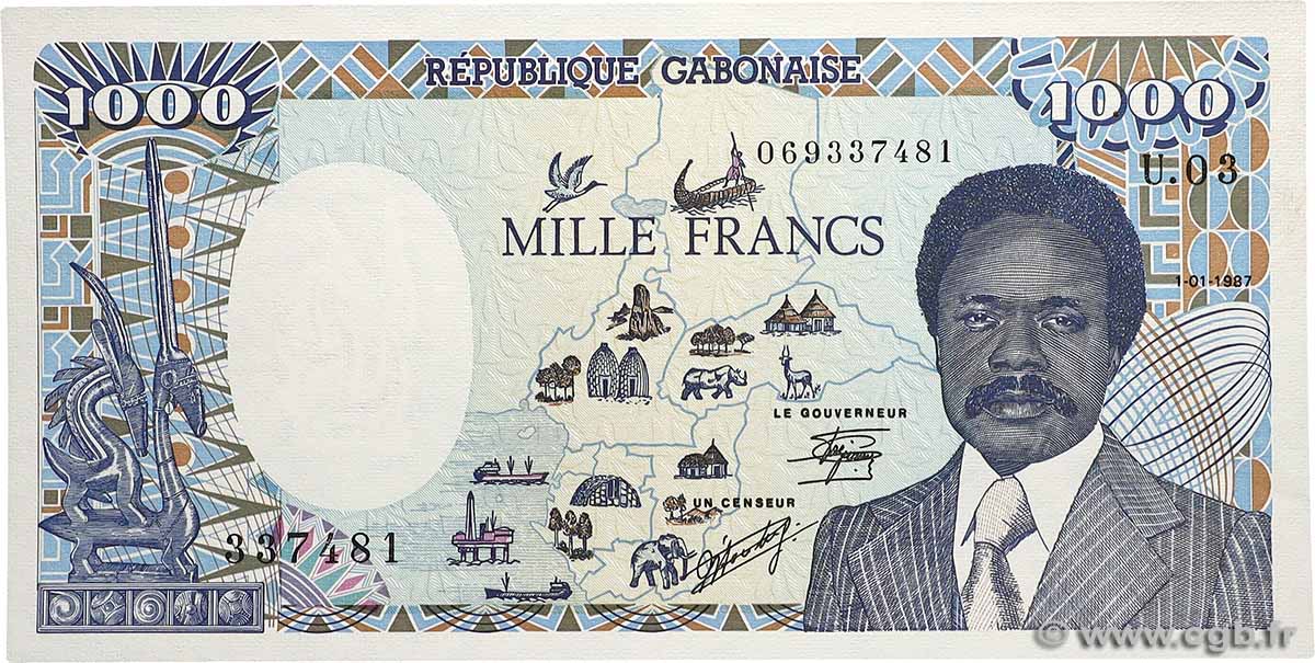 1000 Francs type 1985 modifié GABON 1987 A.246b UNC-