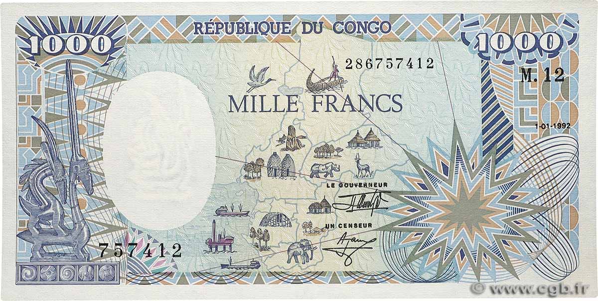 1000 Francs type 1985 modifié CONGO 1992 A.221a ST