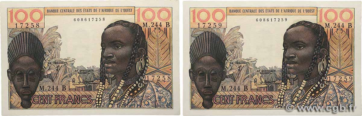 100 Francs Consécutifs WEST AFRIKANISCHE STAATEN 1965 P.201Bf fST+