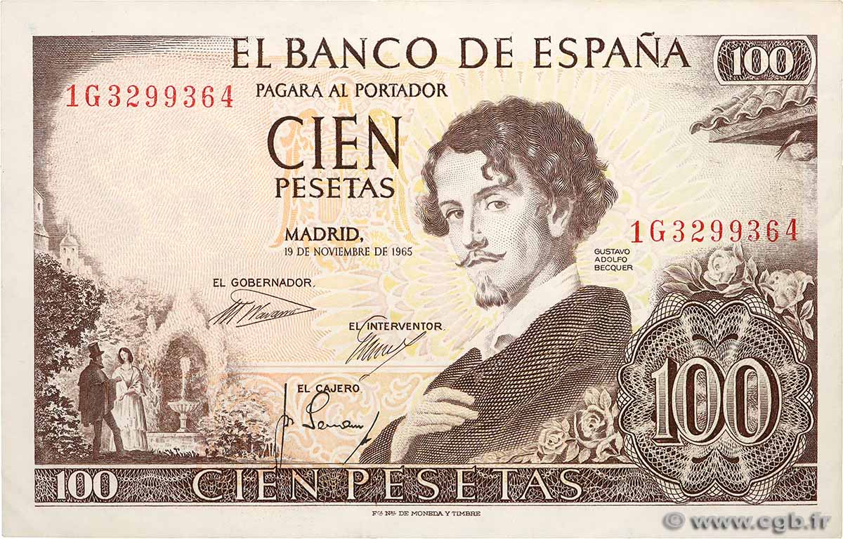 100 Pesetas SPAGNA 1965 P.150 SPL