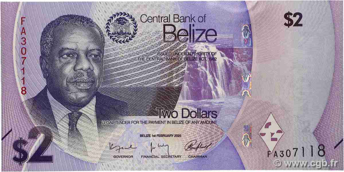 2 Dollars BELIZE 2025 P.73 q.FDC