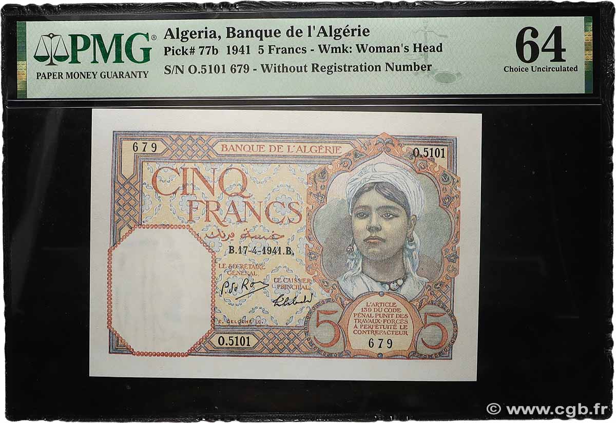 5 Francs ALGERIEN 1941 P.077b fST+