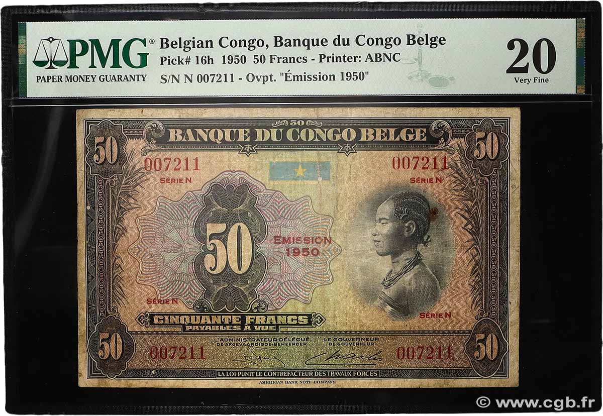 50 Francs BELGIAN CONGO 1950 P.16h F