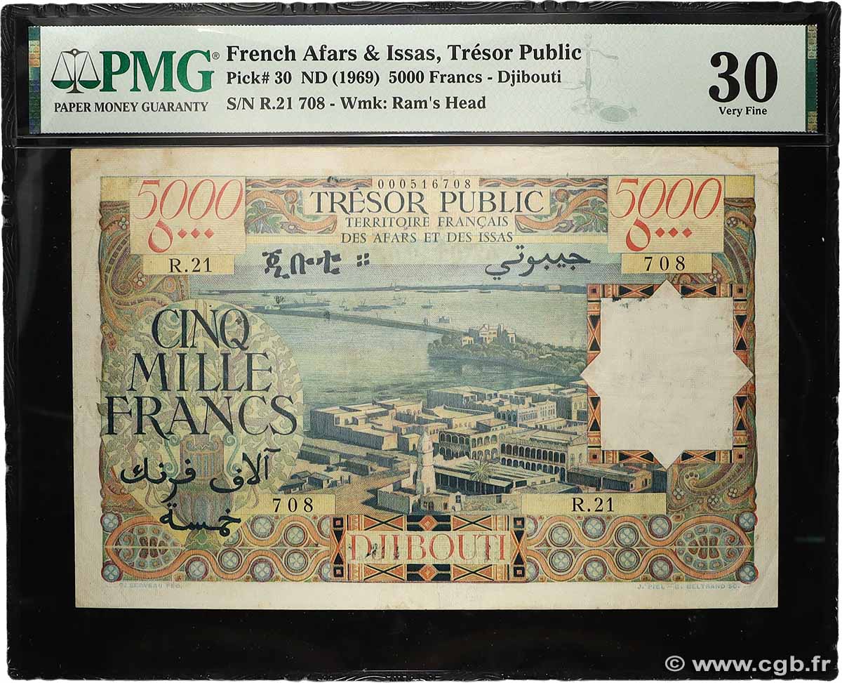 5000 Francs FRENCH AFARS AND ISSAS 1969 P.30 SS