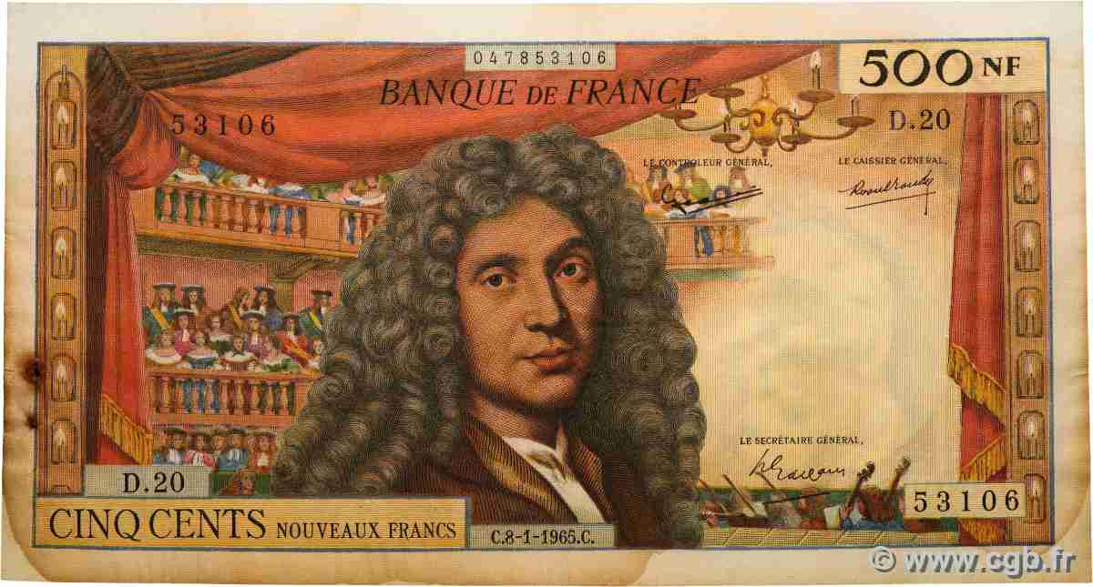 500 Nouveaux Francs MOLIÈRE FRANKREICH 1965 F.60.08 fSS