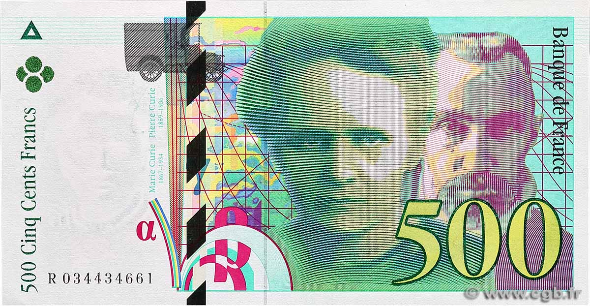 500 Francs PIERRE ET MARIE CURIE FRANKREICH 1995 F.76.02 fST+