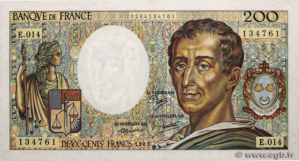 200 Francs MONTESQUIEU FRANCIA 1983 F.70.03 q.FDC