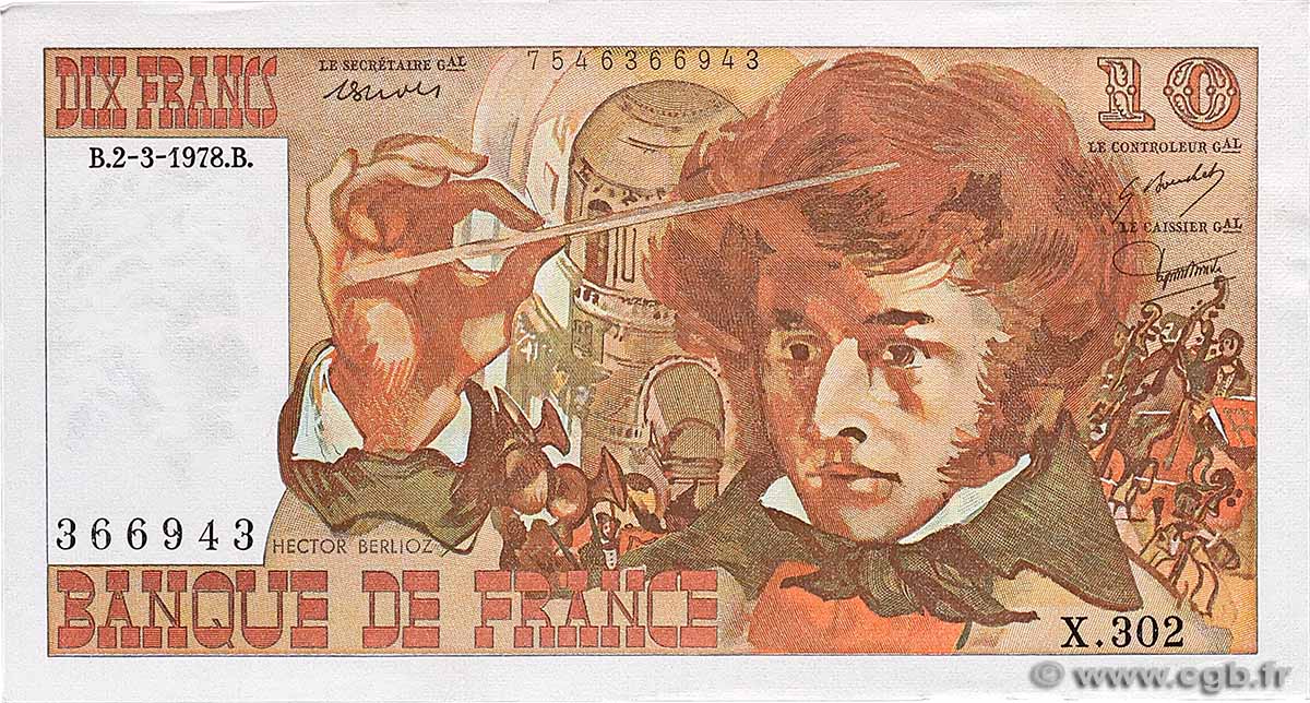 10 Francs BERLIOZ FRANKREICH 1978 F.63.23 fST