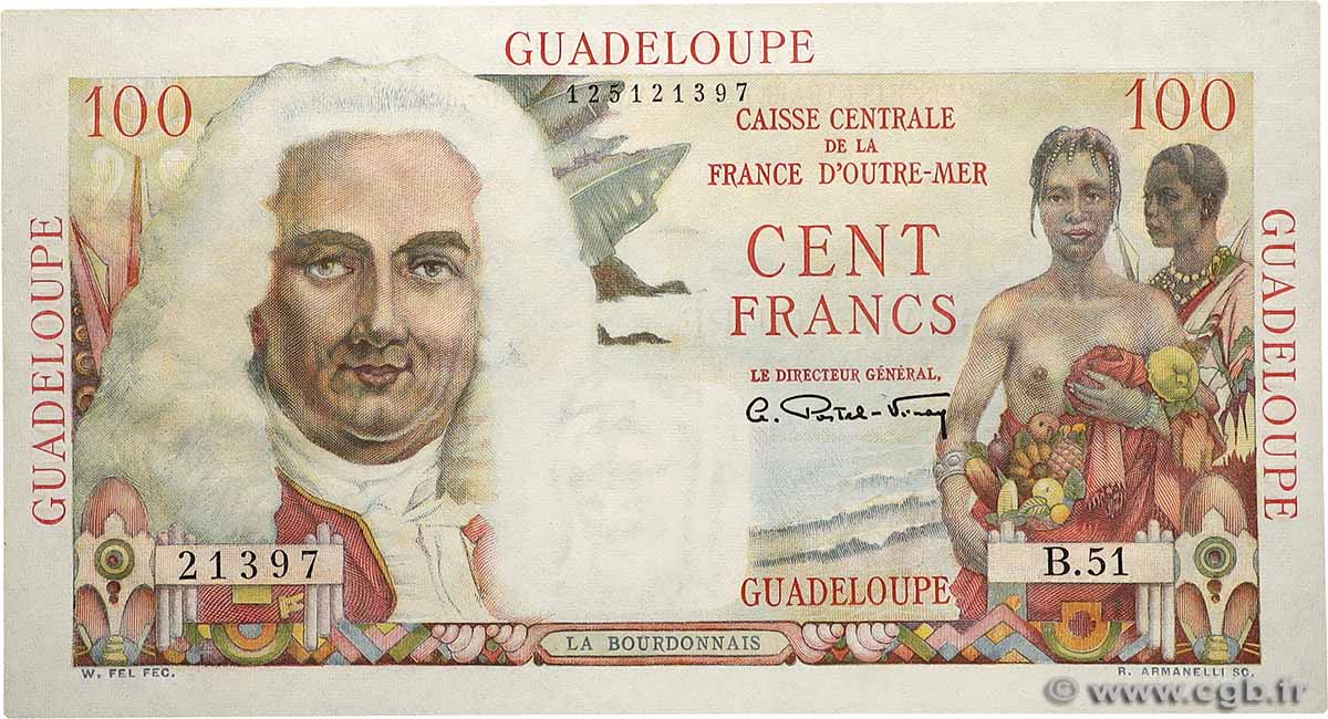 100 Francs La Bourdonnais GUADELOUPE 1946 P.35 pr.NEUF