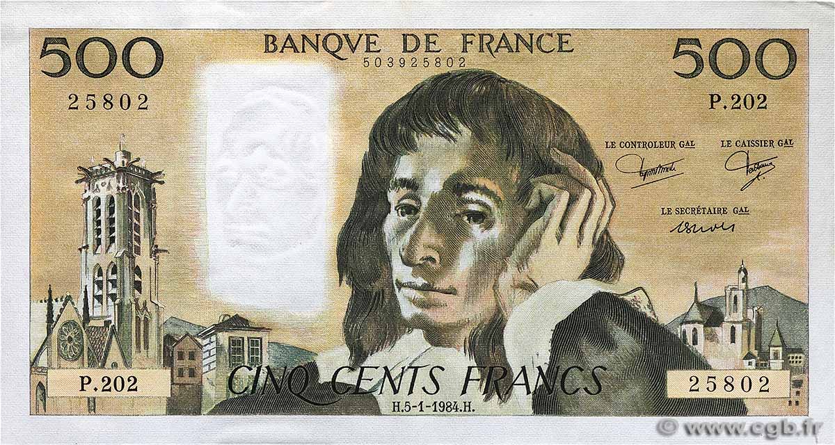 500 Francs PASCAL FRANKREICH 1984 F.71.30 VZ