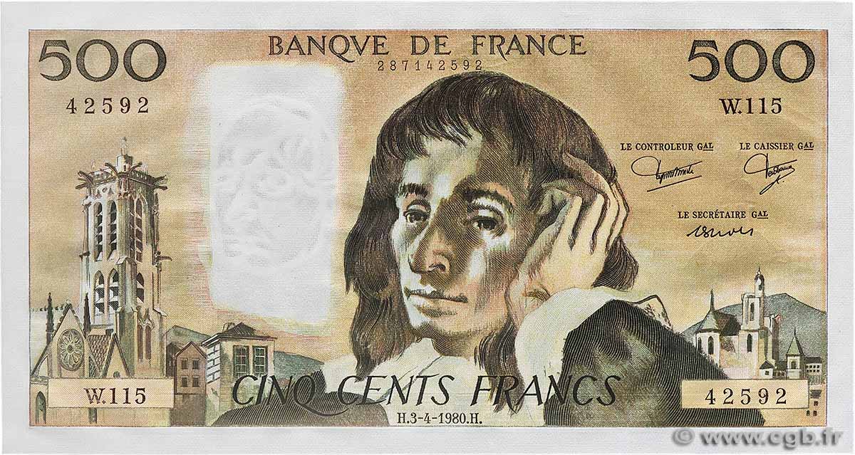500 Francs PASCAL FRANKREICH 1980 F.71.21 fST+