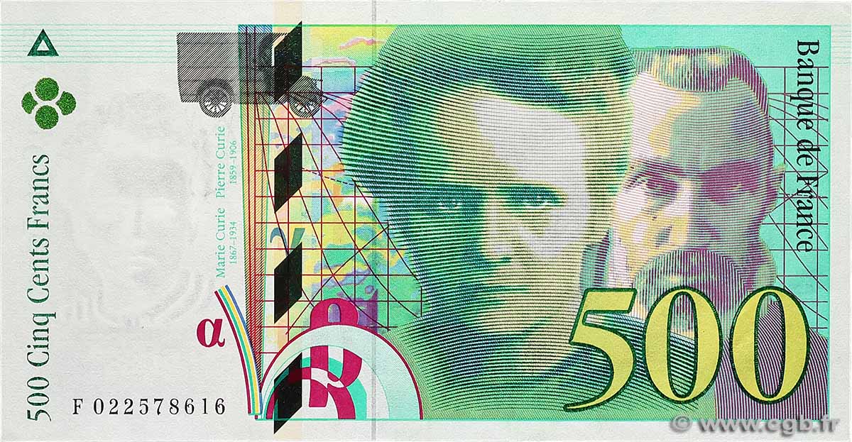 500 Francs PIERRE ET MARIE CURIE FRANKREICH 1994 F.76.01 fST+