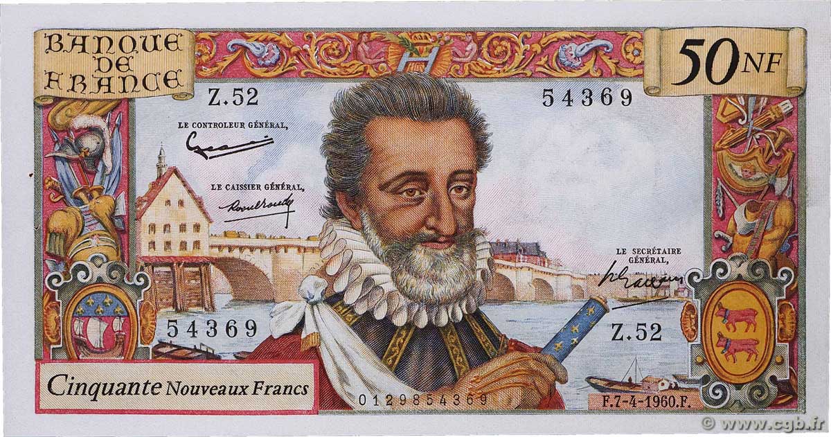 50 Nouveaux Francs HENRI IV FRANCIA 1960 F.58.05 SPL+