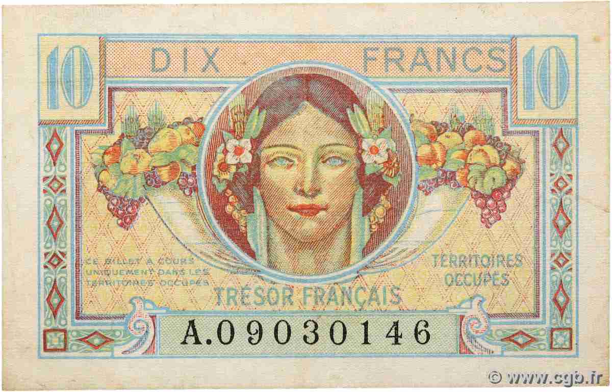 10 Francs TRÉSOR FRANÇAIS FRANKREICH 1947 VF.30.01 SS