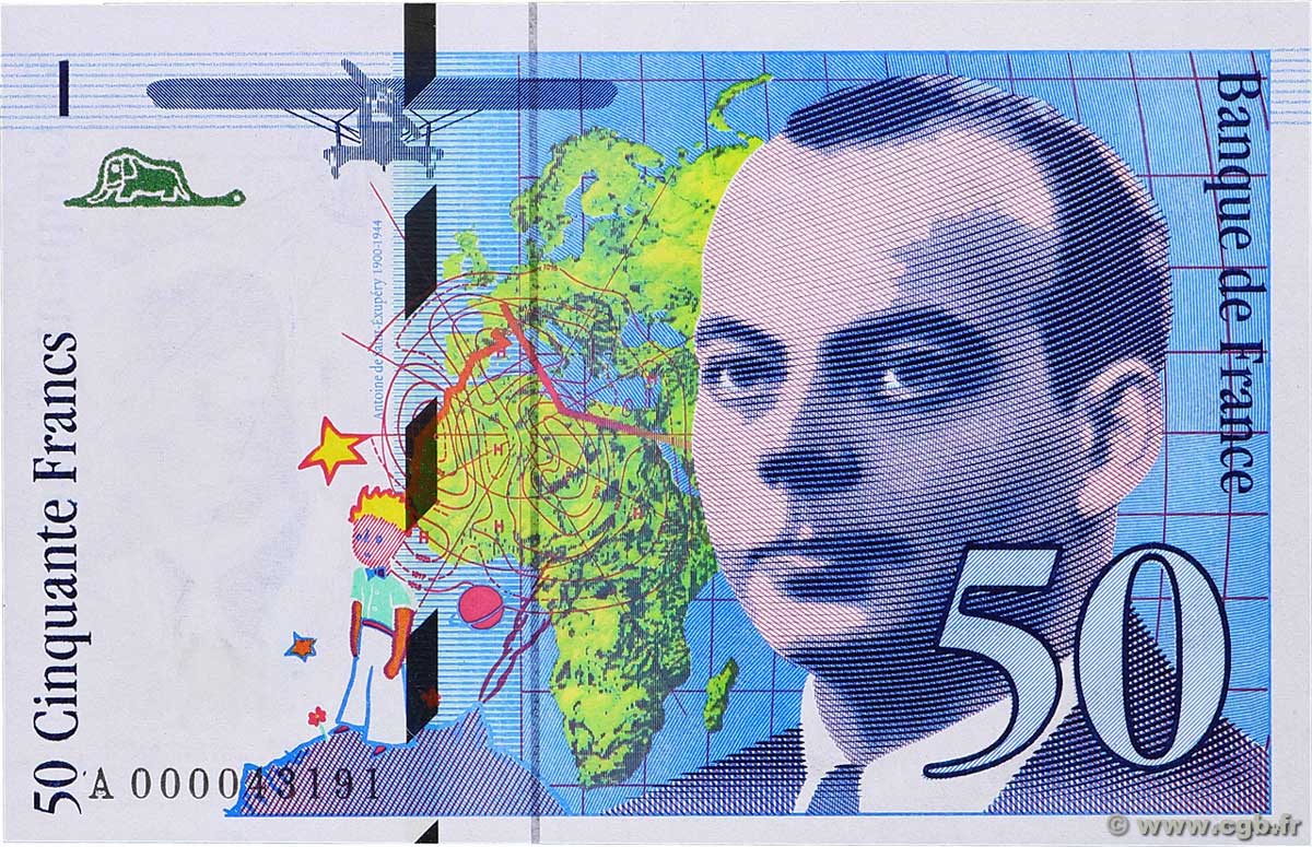 50 Francs SAINT-EXUPÉRY FRANCE 1992 F.72.01aA UNC