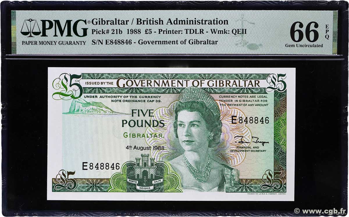 5 Pounds GIBRALTAR 1988 P.21b NEUF