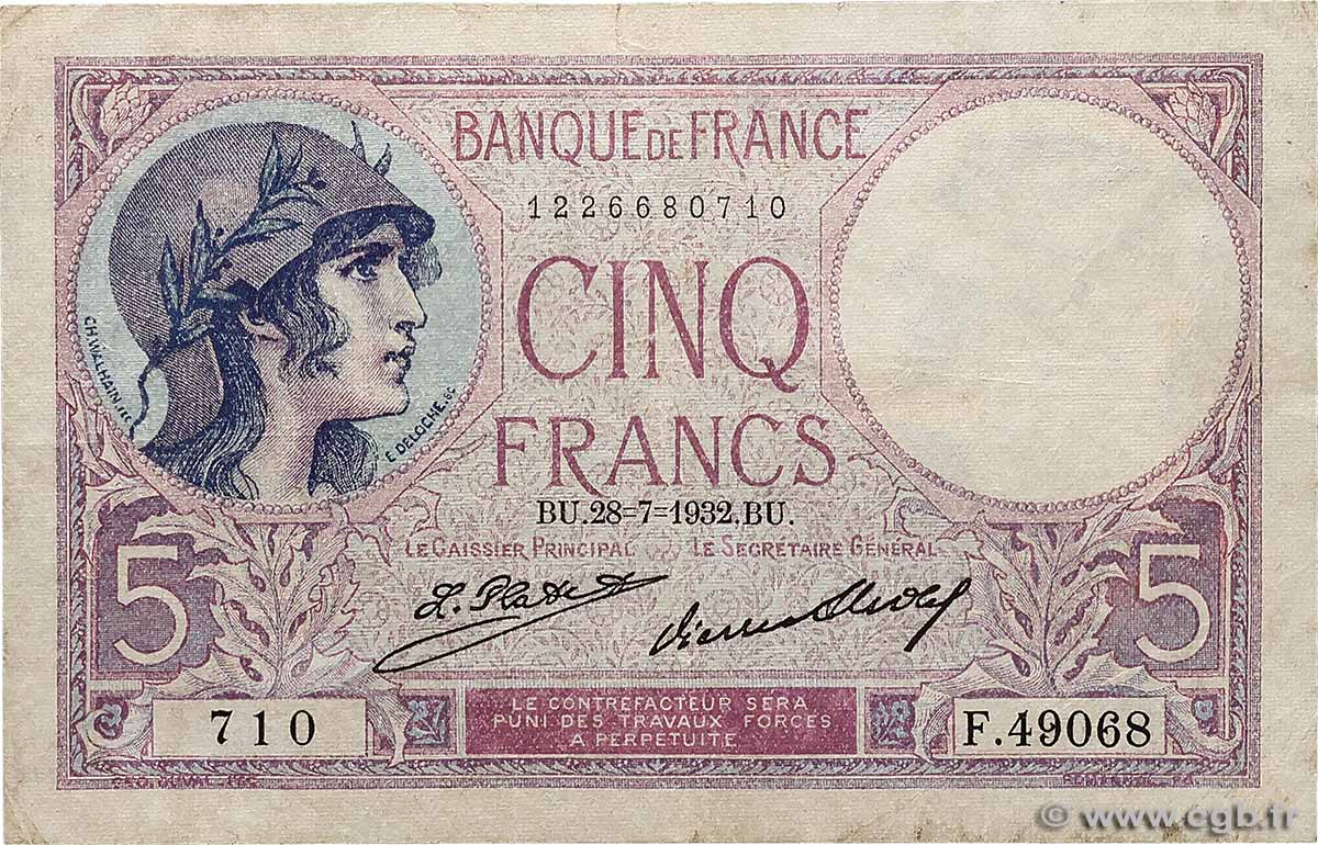 5 Francs FEMME CASQUÉE FRANKREICH 1932 F.03.16 S