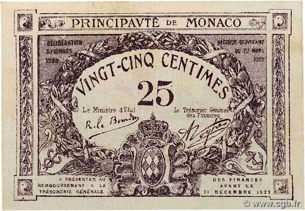 25 Centimes violet MONACO 1920 P.02a SUP+