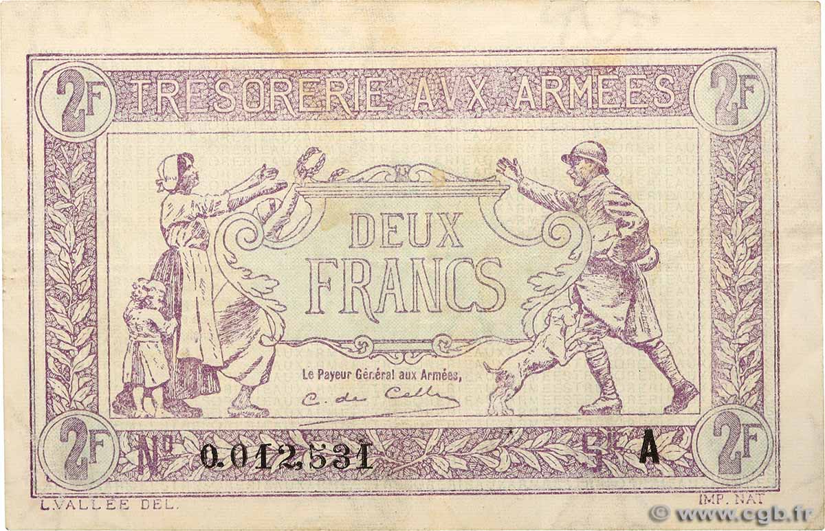 2 Francs TRÉSORERIE AUX ARMÉES FRANKREICH 1917 VF.05.01 SS