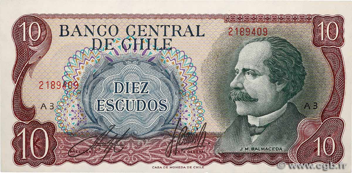 10 Escudos CHILE
1970 P.143 fST+
