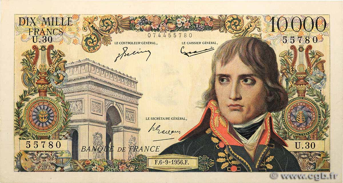 10000 Francs BONAPARTE FRANKREICH 1956 F.51.04 fVZ