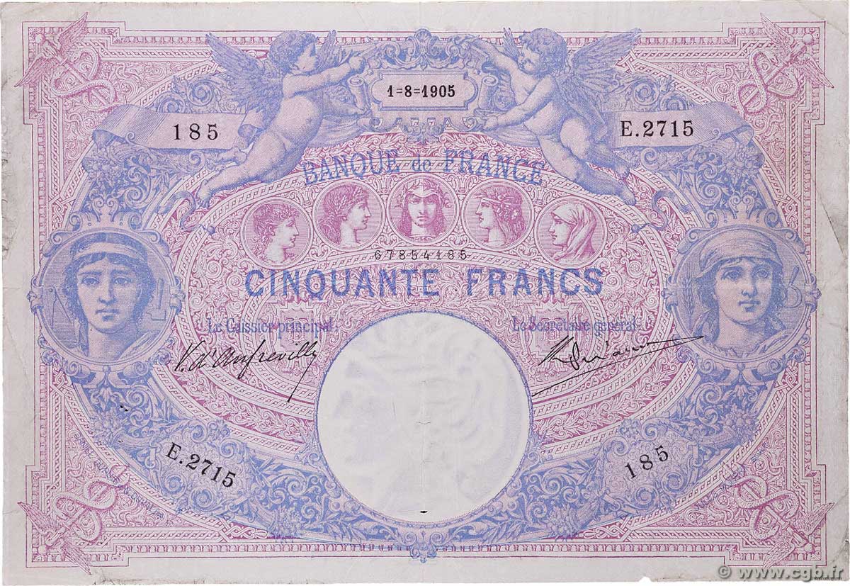 50 Francs BLEU ET ROSE FRANCE 1905 F.14.17 F
