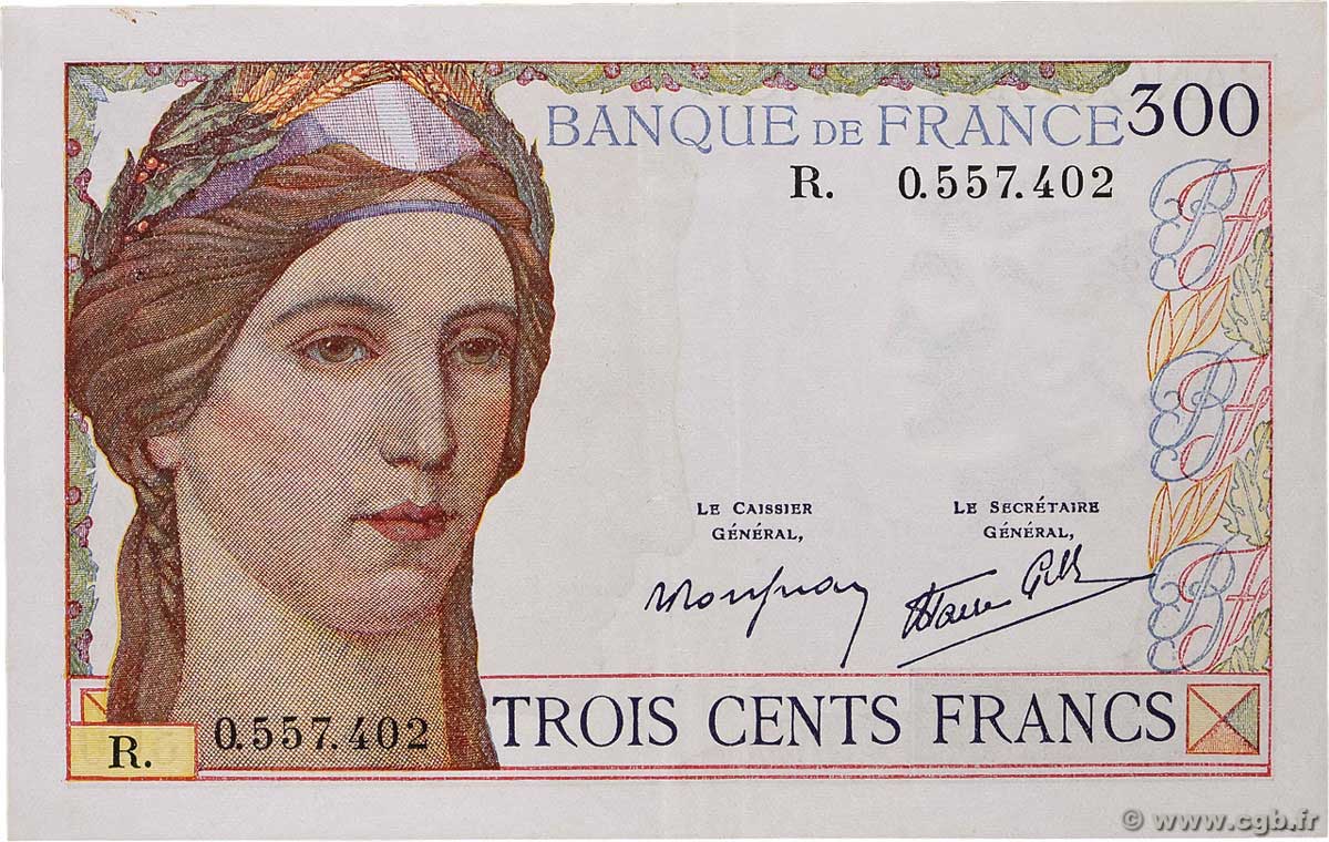 300 Francs FRANCE 1939 F.29.03 XF