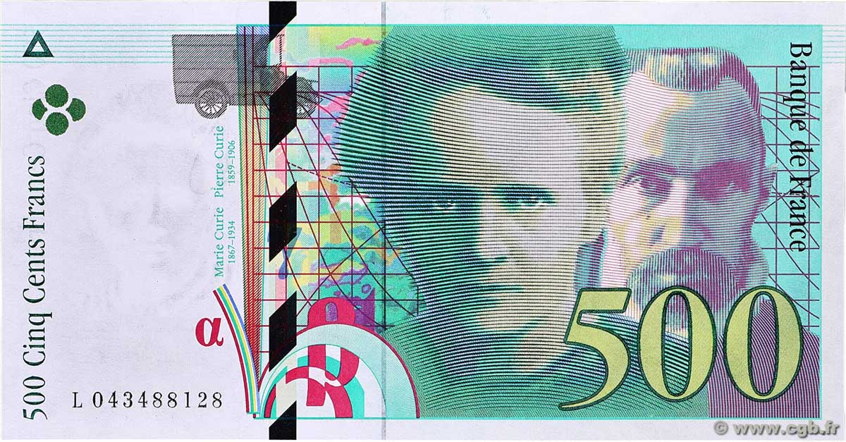 500 Francs PIERRE ET MARIE CURIE FRANCE 2000 F.76.05 UNC-