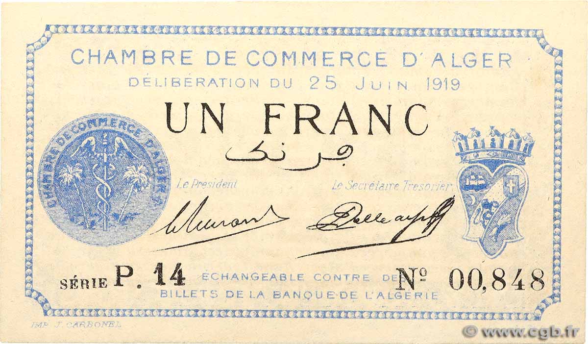 1 Franc Petit numéro ALGÉRIE Alger 1919 JP.137.12 pr.NEUF