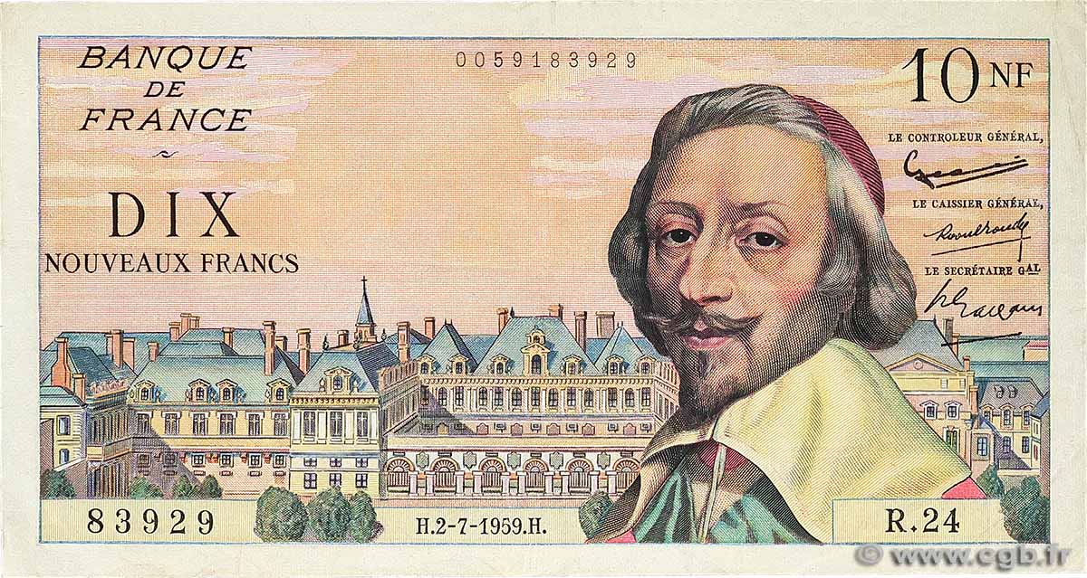 10 Nouveaux Francs RICHELIEU FRANCIA 1959 F.57.02 q.BB