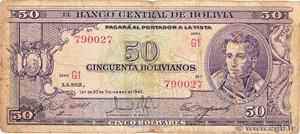 50 Bolivianos BOLIVIEN 1945 P.141 fS