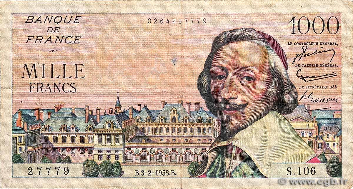 1000 Francs RICHELIEU FRANCIA 1955 F.42.10 B