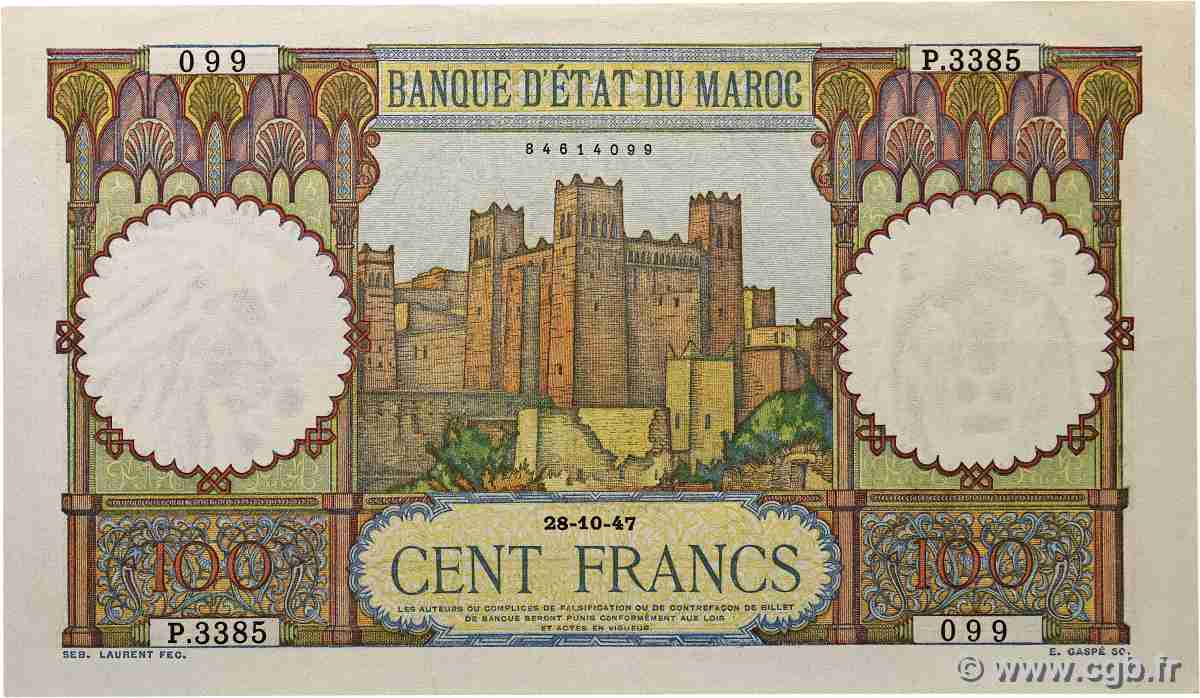 100 Francs MAROC 1947 P.20 pr.SUP