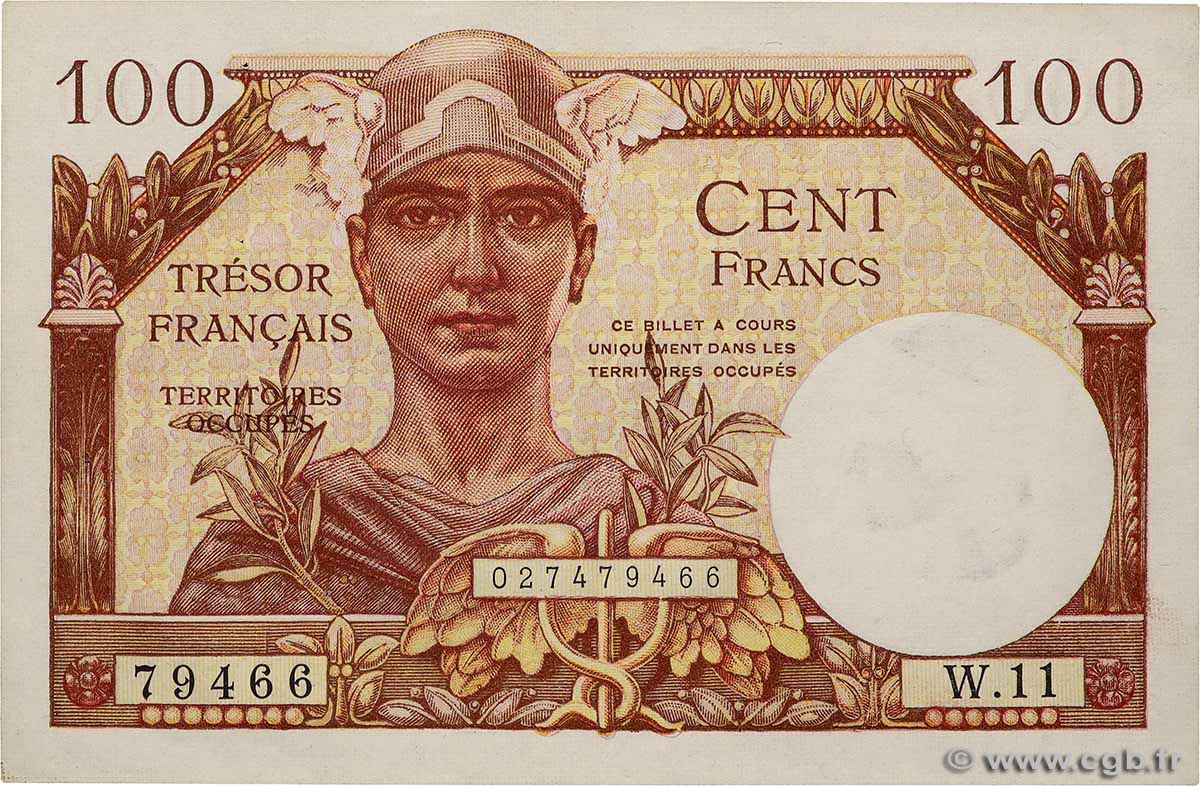 100 Francs TRÉSOR FRANÇAIS FRANKREICH 1947 VF.32.05 VZ