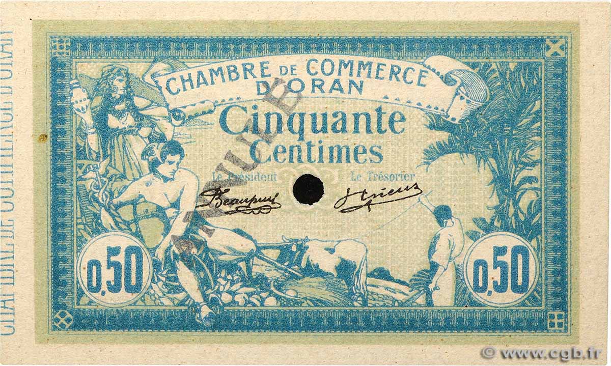 50 Centimes Annulé ALGERIA Oran 1915 JP.141.06 q.FDC