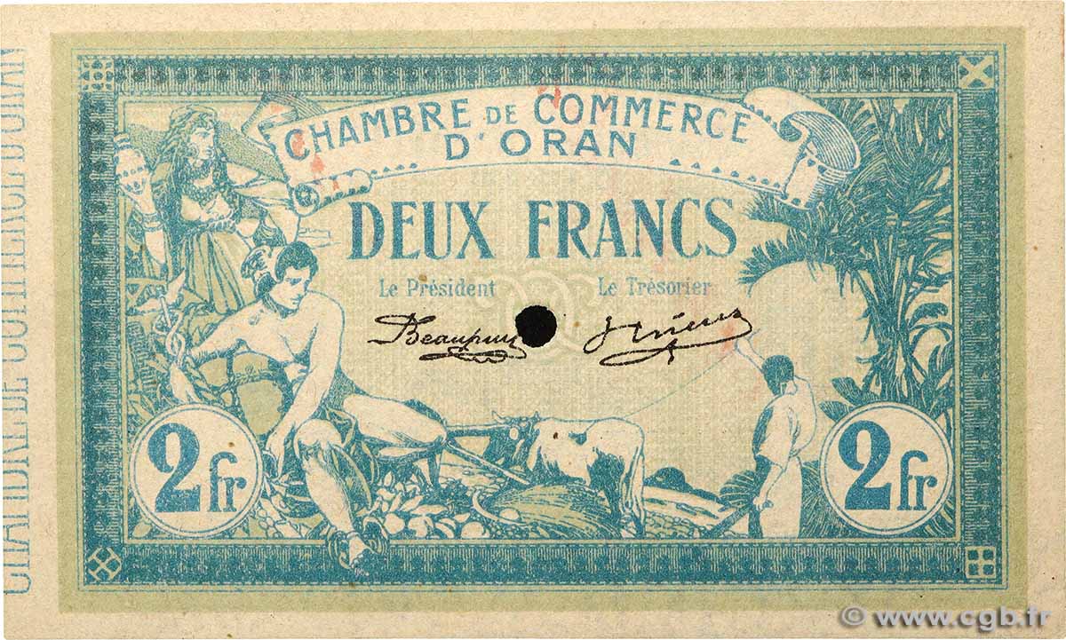 2 Francs Annulé ALGERIA Oran 1915 JP.141.18 q.FDC