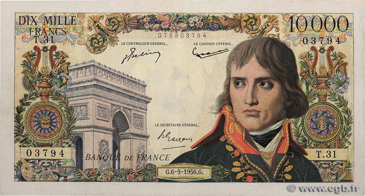 10000 Francs BONAPARTE FRANKREICH 1956 F.51.04 SS