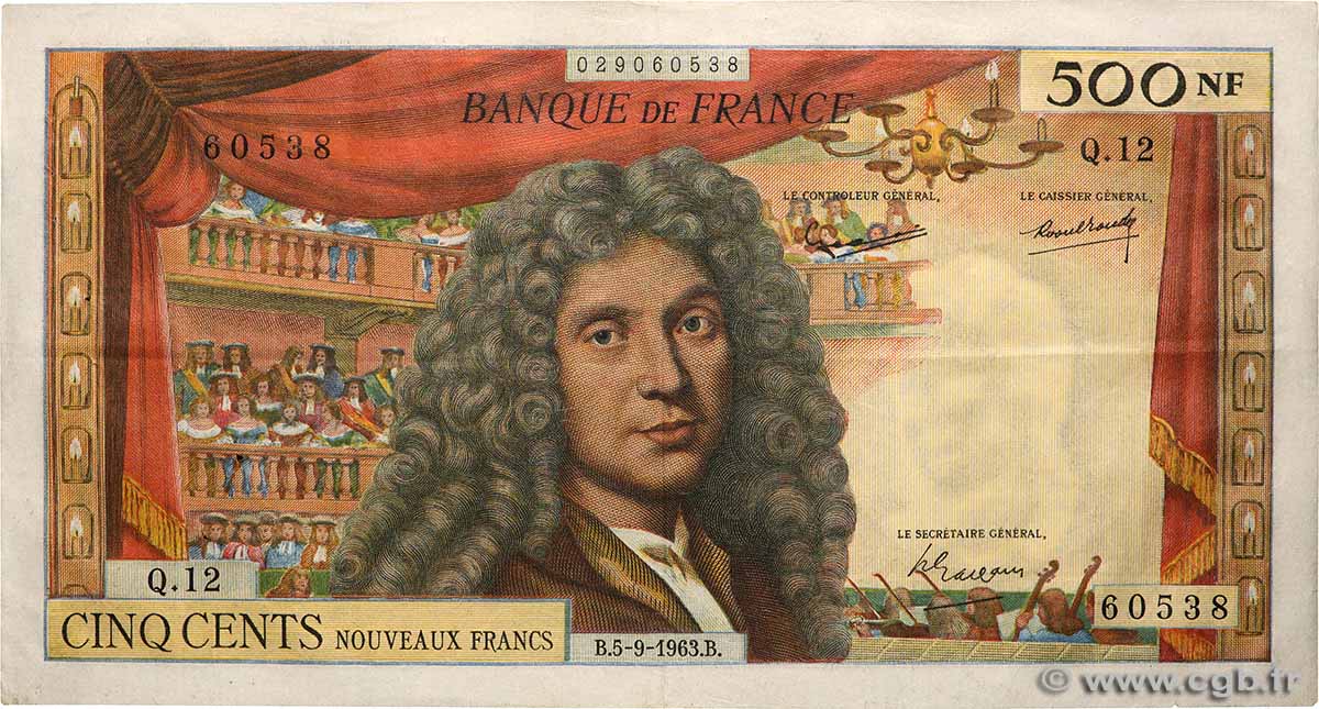 500 Nouveaux Francs MOLIÈRE FRANCIA 1963 F.60.05 q.SPL