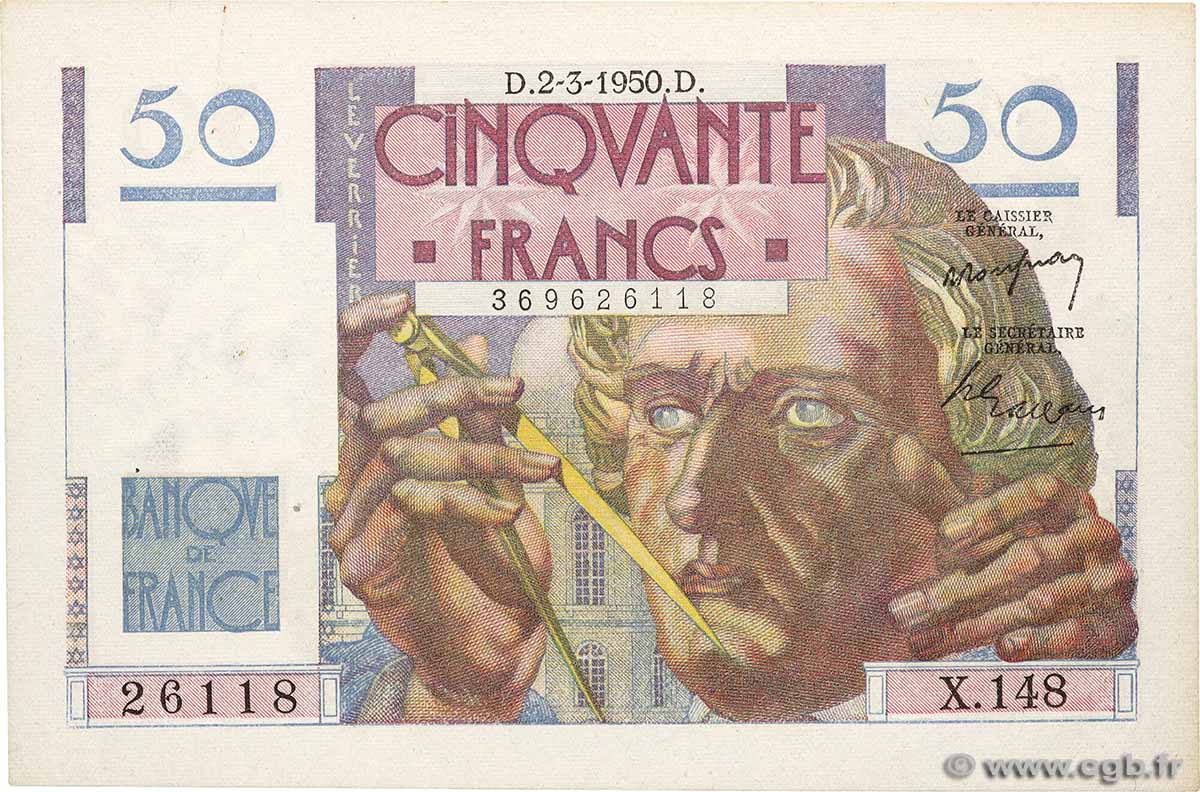 50 Francs LE VERRIER FRANKREICH 1950 F.20.14 VZ+