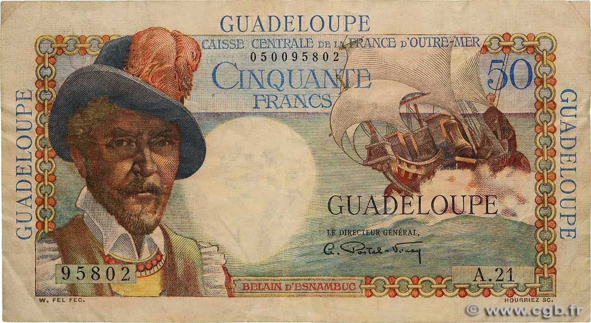 50 Francs Belain d Esnambuc GUADELOUPE 1946 P.34 TB