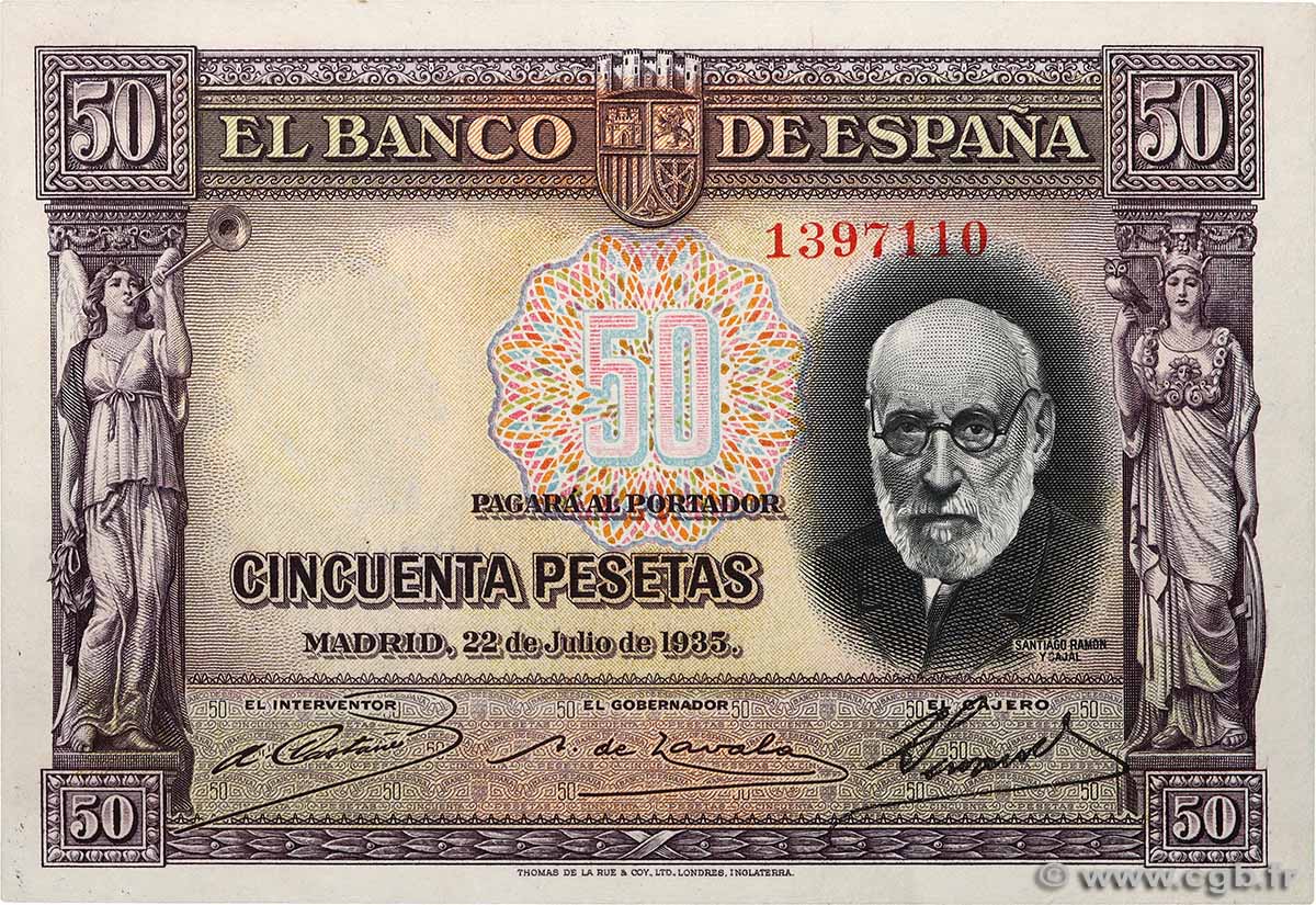 50 Pesetas ESPAGNE 1935 P.088 SPL