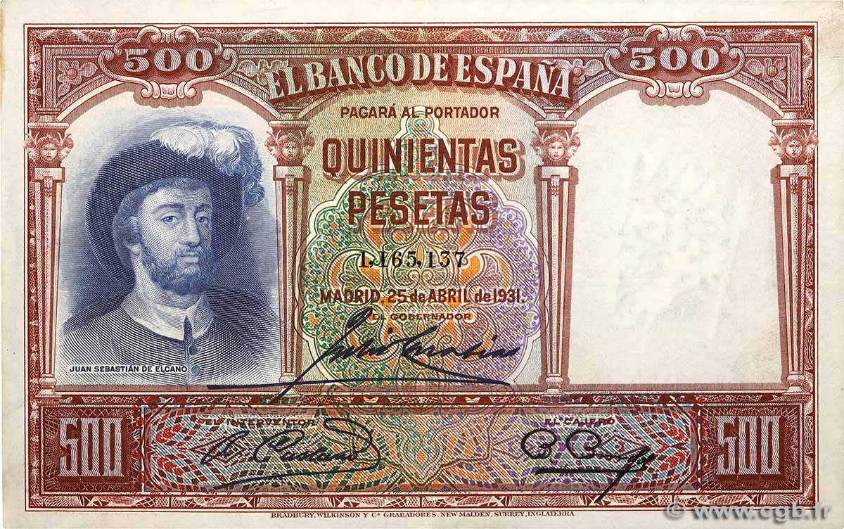 500 Pesetas ESPAGNE 1931 P.084 SUP