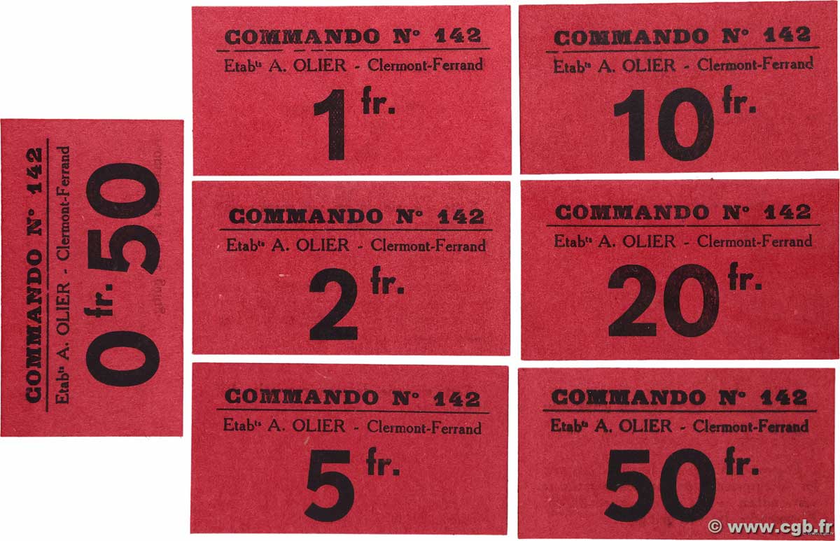 0,50 Francs à 50 Francs Lot FRANCE Regionalismus und verschiedenen Clermont-Ferrand 1940 K.063 série ST