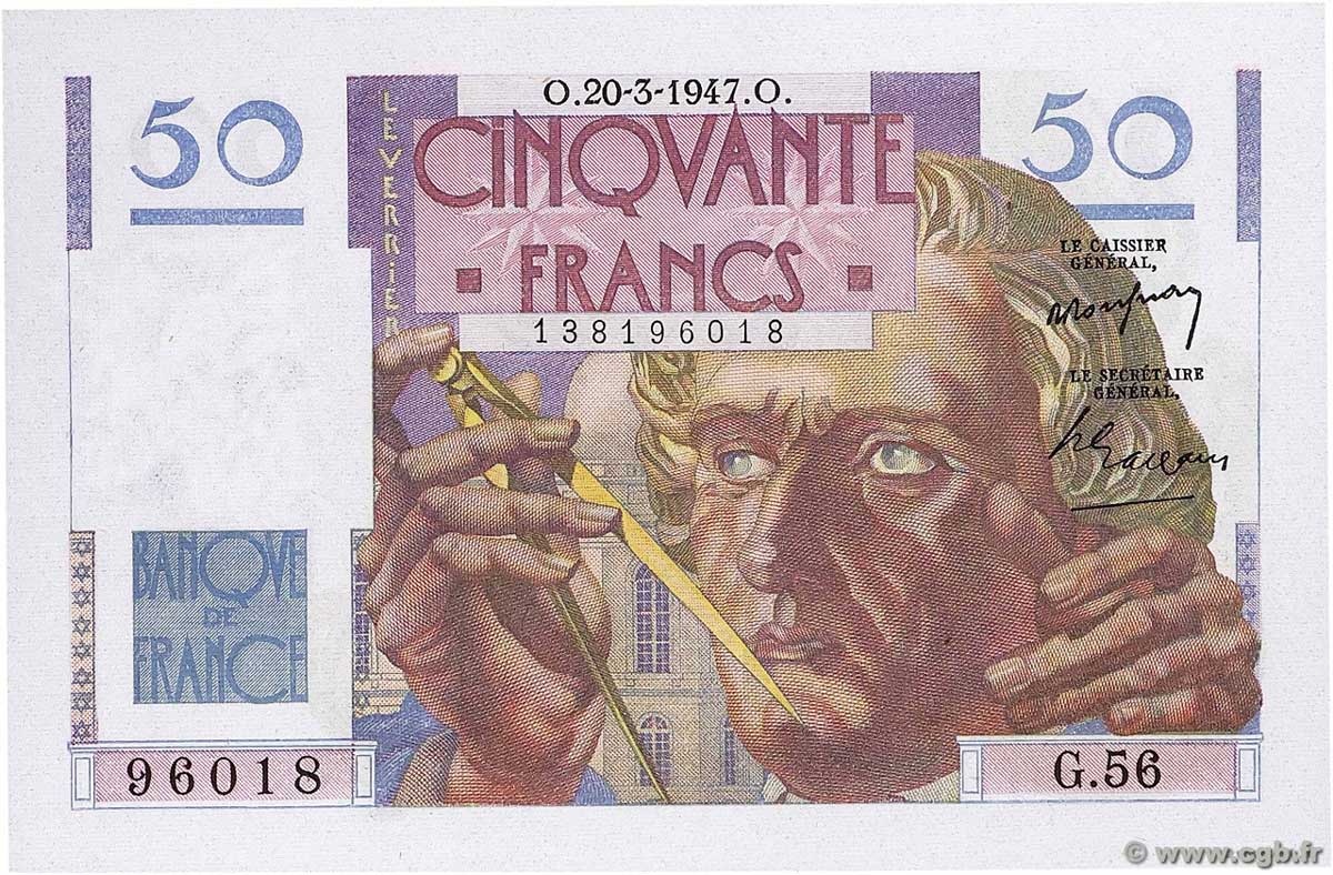 50 Francs LE VERRIER FRANCE 1947 F.20.07 NEUF