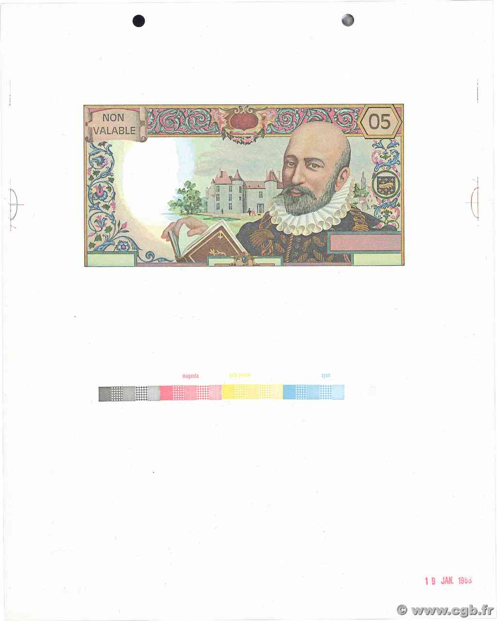 05 Francs MONTAIGNE échantillon Échantillon FRANCE 1987 EC.1987.01 AU+