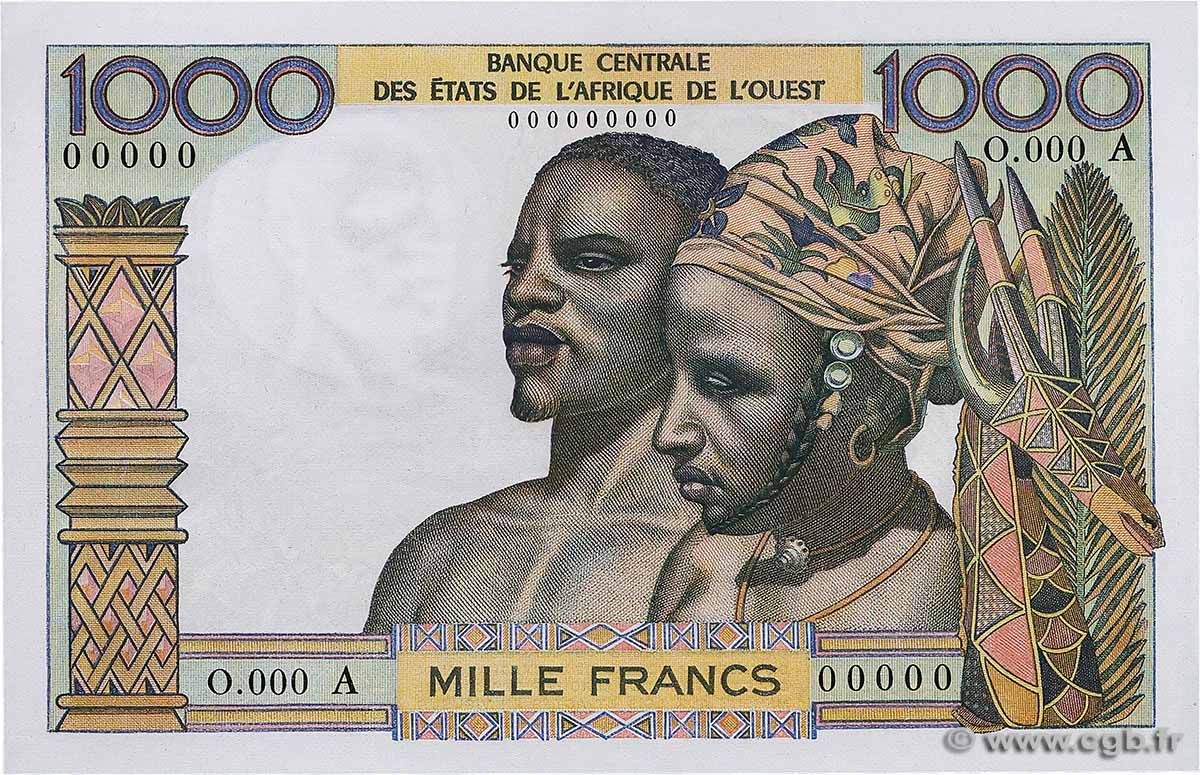 1000 Francs Épreuve ÉTATS DE L AFRIQUE DE L OUEST 1960 P.103Ap pr.NEUF