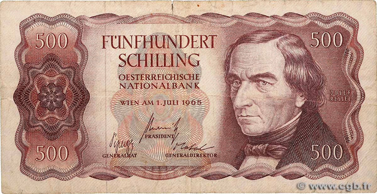 500 Schilling AUTRICHE 1965 P.139a B